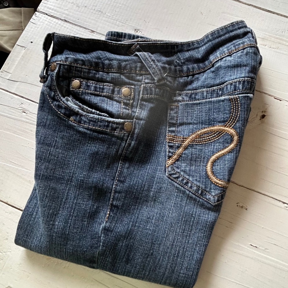 Hydraulic Jeans‎ Co Dark Wash Low Rise Embroidered Capri Denim Jeans Women 7/29